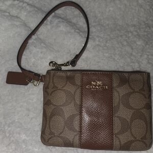 Coach Brown Signature Wristlet